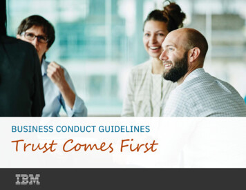 BUSINESS CONDUCT GUIDELINES Trust Comes First