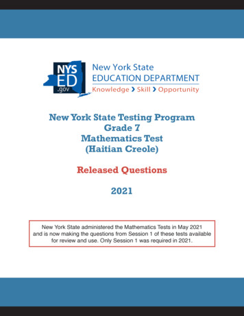 New York State Testing Program Grade 7 Mathematics Test .