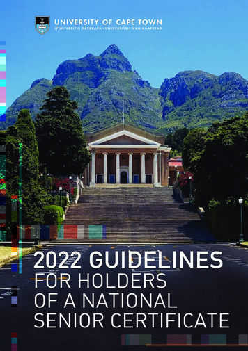 2022 GUIDELINES 2021 FOR HOLDERS OF A NATIONAL 