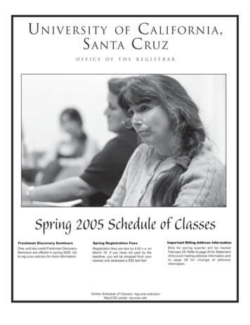 Spring 2005 Schedule Of Classes - Office Of The Registrar