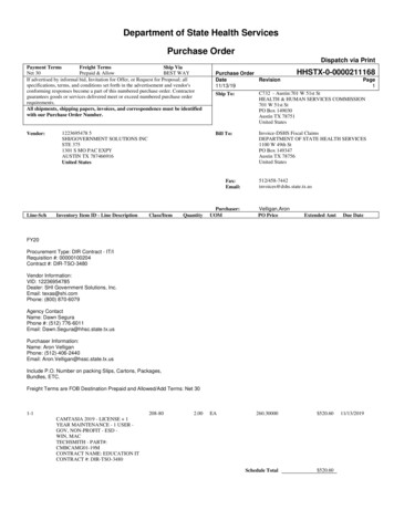 Department Of State Health Services Purchase Order