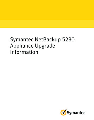 Symantec NetBackup 5230 Appliance Upgrade Information