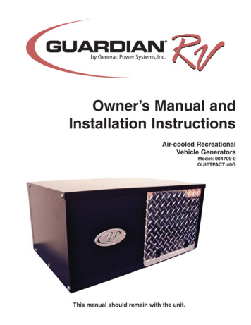 Owner’s Manual And Installation Instructions