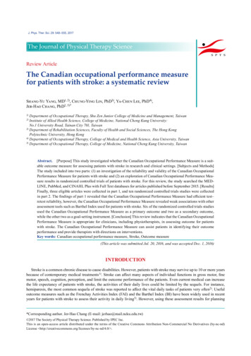 The Canadian Occupational Performance Measure For 