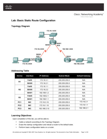Lab: Basic Static Route Configuration