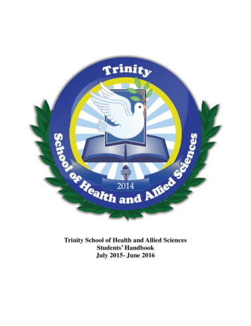 Trinity School Of Health And Allied Sciences Catalog