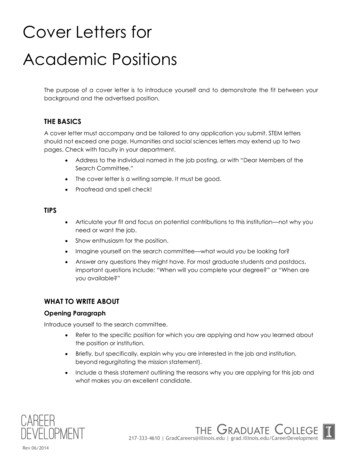 Cover Letters For Academic Positions