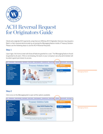 ACH Reversal Request For Originators Guide