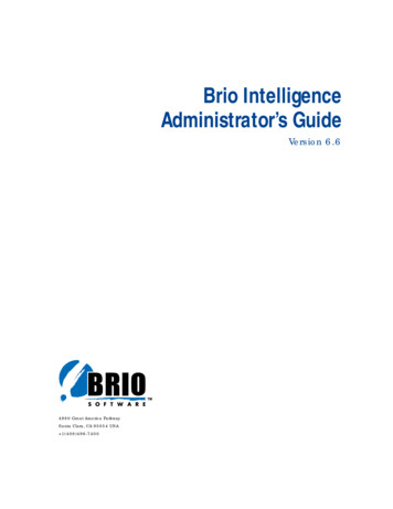 Brio Intelligence Administrator’s Guide