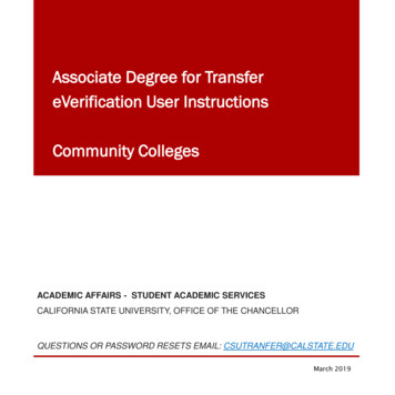 Associate Degree For Transfer EVerification User .