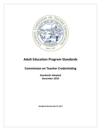 Adult Education Program Standards - California