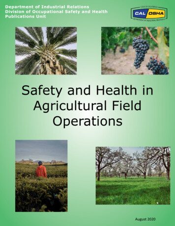 Safety And Health In Agricultural Field Operations