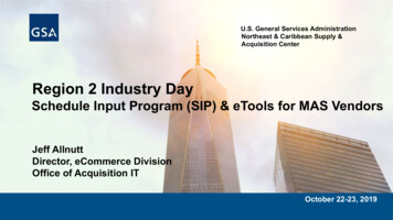 Schedule Input Program (SIP) & ETools For MAS Vendors .