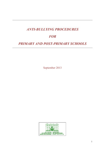 ANTI-BULLYING PROCEDURES FOR PRIMARY AND POST 