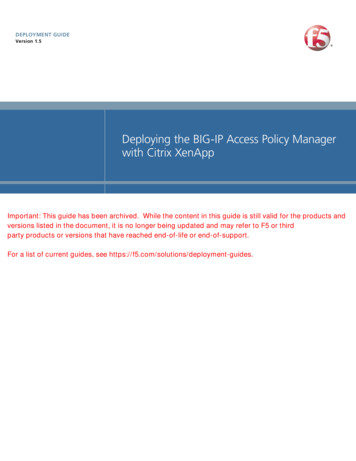 Deploying The BIG-IP Access Policy Manager With Citrix 