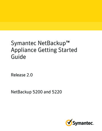 Symantec NetBackup Appliance Getting Started Guide