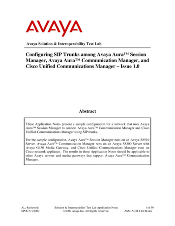 Configuring SIP Trunks Among Avaya Aura Session Manager .