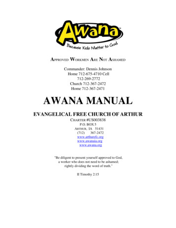 Awana Manual - Arthur Evangelical Free Church