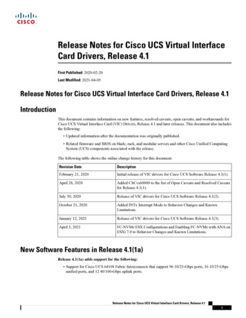 Release Notes For Cisco UCS Virtual Interface Card Drivers .