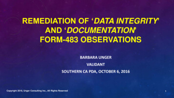 REMEDIATION OF ‘DATA INTEGRITY - MEIRxRS