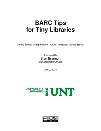 BARC Tips For Tiny Libraries - UNT Digital Library