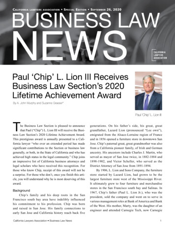 California Lawyers S E S 26, 2020 BUSINESS LAW NEWS