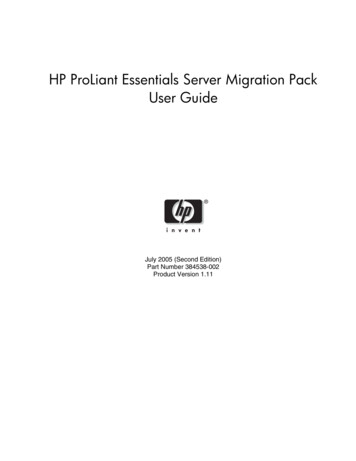 HP ProLiant Essentials Server Migration Pack User Guide