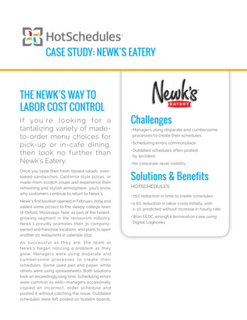 CASE STUDY: NEWK’S EATERY THE NEWK’S WAY TO LABOR 