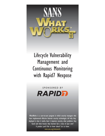 Lifecycle Vulnerability Management And Continuous .
