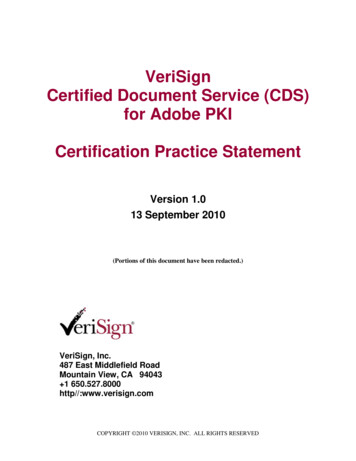 VeriSign Certified Document Service (CDS) For Adobe PKI .