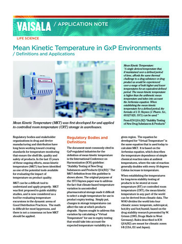 LIFE SCIENCE Mean Kinetic Temperature In GxP 