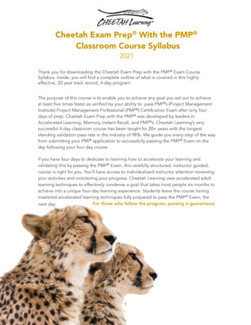 Cheetah Exam Prep With The PMP Classroom Course Syllabus