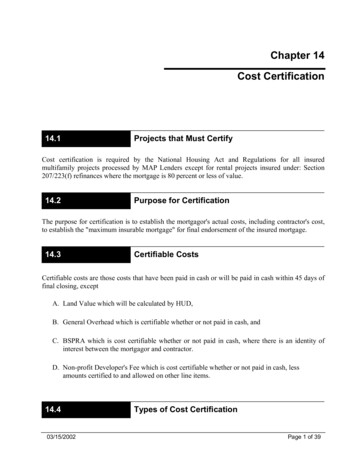 Chapter 14 Cost Certification - HUD