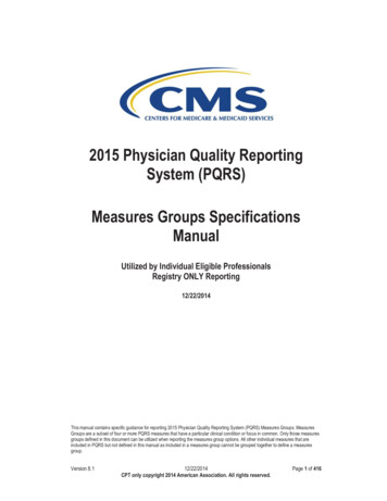2015 PQRS Measures Groups Specifications
