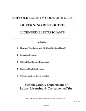 SUFFOLK COUNTY CODE OF RULES GOVERNING RESTRICTED
