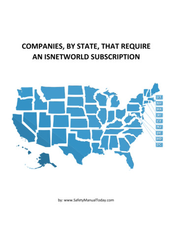 COMPANIES, BY STATE, THAT REQUIRE AN ISNETWORLD 