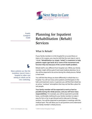 Planning For Inpatient Guide Rehabilitation (Rehab) Services