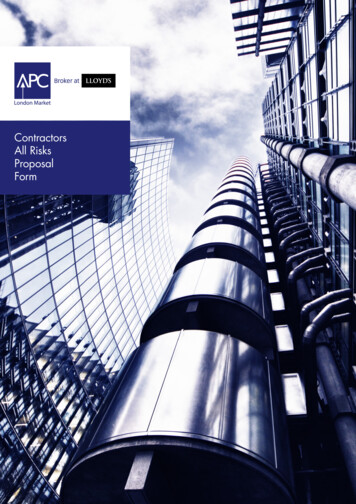 Contractors All Risks Proposal Form - APC London Market
