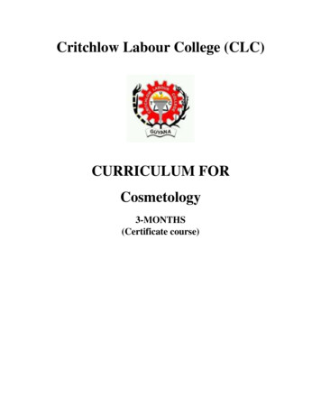 Cosmetology Course Outline - Critchlowlabourcollegegy 
