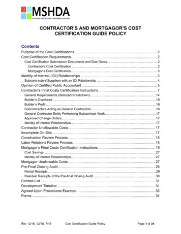 CONTRACTOR’S AND MORTGAGOR’S COST CERTIFICATION 