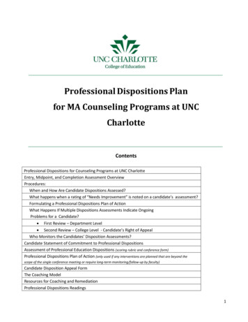 Counseling Of Dispositions Plan DOC & MA . - UNC Charlotte