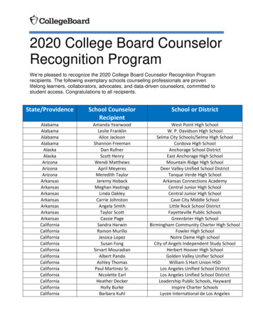 2020 College Board Counselor Recognition Program