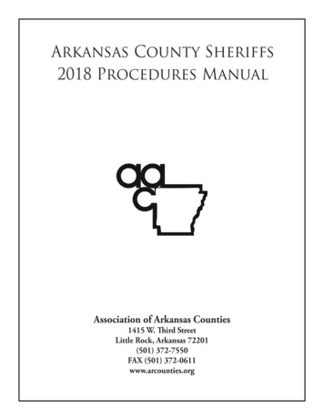 Arkansas County Sheriffs 2018 Procedures Manual
