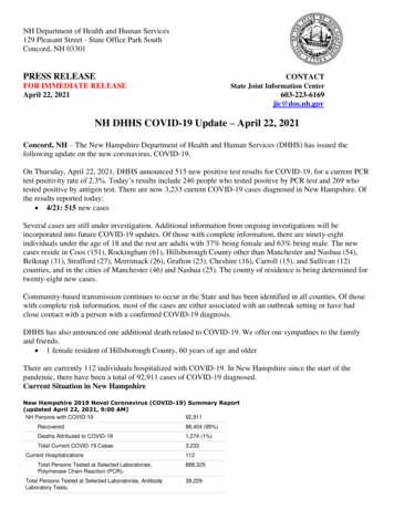 NH DHHS COVID-19 Update April 22, 2021