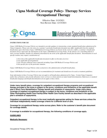 Cigna Medical Coverage Policy- Therapy Services .