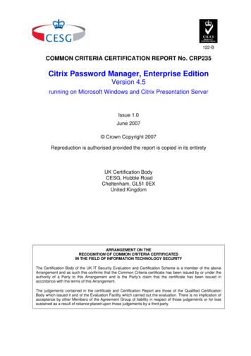 Citrix Password Manager, Enterprise Edition Version 4