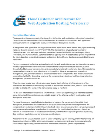 Cloud Customer Architecture For Web Application Hosting