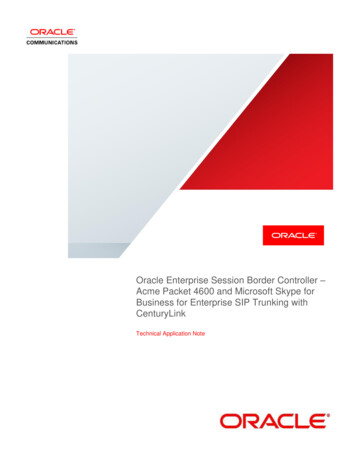 Oracle Enterprise Session Border Controller Acme Packet .