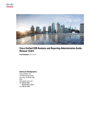 Cisco Unified CDR Analysis And Reporting Administration .
