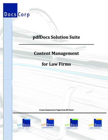 PdfDocs Solution Suite Content Management For Law Firms